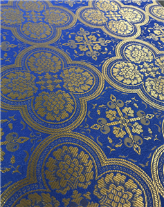 Μπλε - ελαφρύ χρυσό Μπροκάρ Ύφασμα