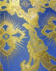 Blue-Light Gold Brocade Fabrics