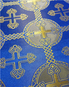 Синий - золото парча Ткань