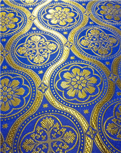 Blue-Light Gold Brocade Fabrics