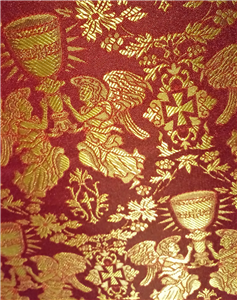 Κόκκινο Κόκκινο - Χρυσό Μπροκάρ Ύφασμα