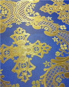 Blue-Light Gold Brocade Fabrics