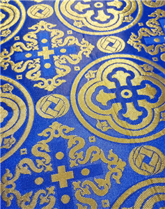 Μπλε - Χρυσό Μπροκάρ Ύφασμα