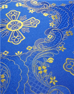 Μπλε - Χρυσό Μπροκάρ Ύφασμα