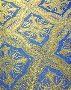 Χρυσό - Μπλε Μπροκάρ Ύφασμα