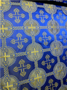 Темно-синий-золотой парча Ткань