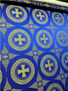 Темно-синий-золотой парча Ткань