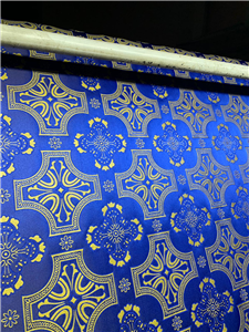 Темно-синий-золотой парча Ткань