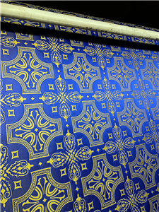 Σκούρο μπλε-χρυσό Μπροκάρ Ύφασμα