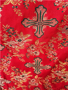 Green - Red Brocade Fabrics